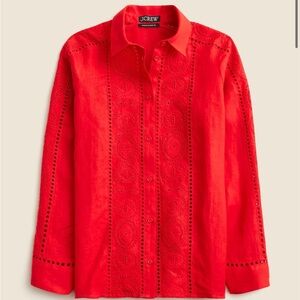 NWT J. Crew Garçon classic shirt in eyelet linen arroyo red 6